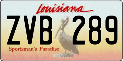 LA license plate ZVB289