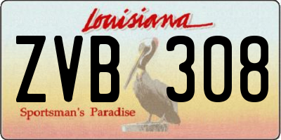 LA license plate ZVB308