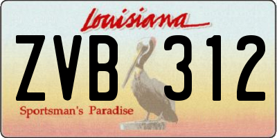 LA license plate ZVB312