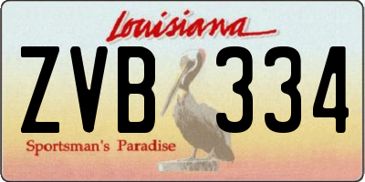 LA license plate ZVB334