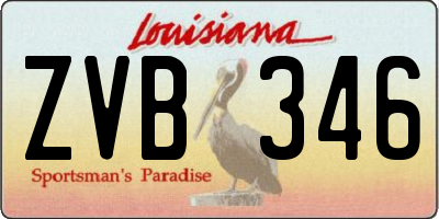 LA license plate ZVB346