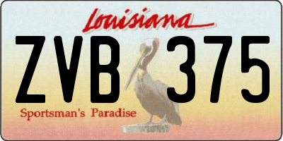 LA license plate ZVB375