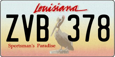 LA license plate ZVB378