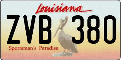 LA license plate ZVB380