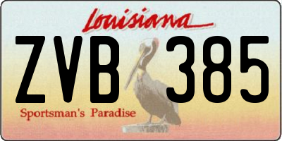 LA license plate ZVB385