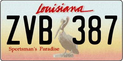 LA license plate ZVB387