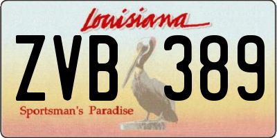 LA license plate ZVB389