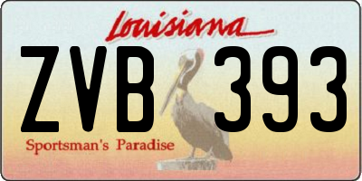 LA license plate ZVB393