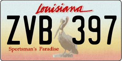 LA license plate ZVB397