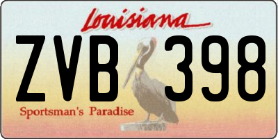 LA license plate ZVB398