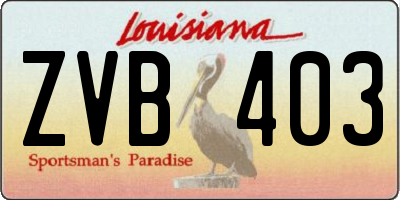 LA license plate ZVB403