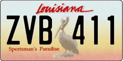LA license plate ZVB411