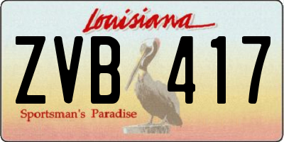 LA license plate ZVB417