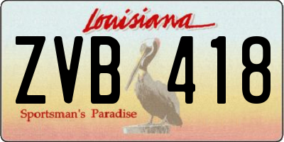 LA license plate ZVB418