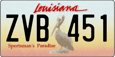 LA license plate ZVB451