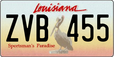 LA license plate ZVB455