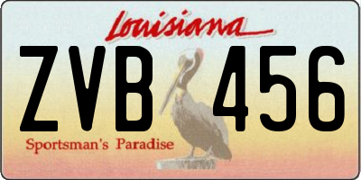 LA license plate ZVB456