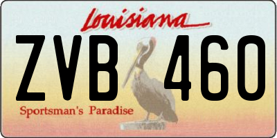 LA license plate ZVB460
