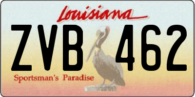 LA license plate ZVB462