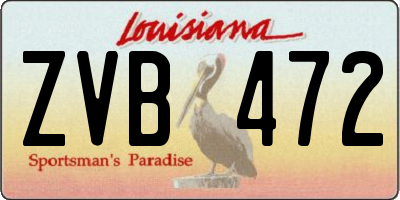 LA license plate ZVB472