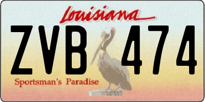 LA license plate ZVB474