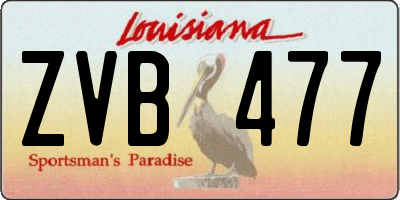 LA license plate ZVB477