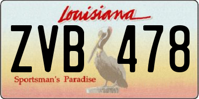 LA license plate ZVB478