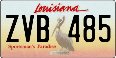 LA license plate ZVB485