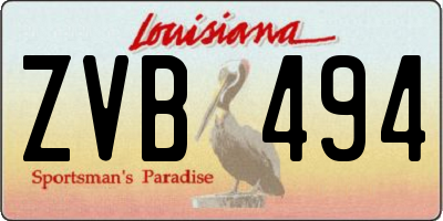 LA license plate ZVB494