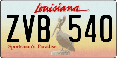 LA license plate ZVB540