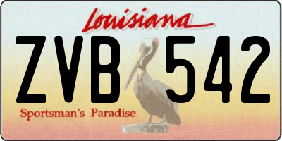 LA license plate ZVB542