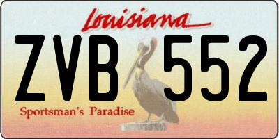LA license plate ZVB552