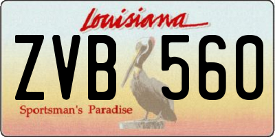 LA license plate ZVB560