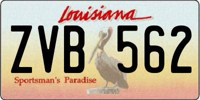 LA license plate ZVB562