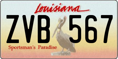 LA license plate ZVB567