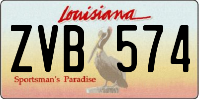 LA license plate ZVB574