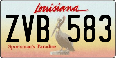 LA license plate ZVB583