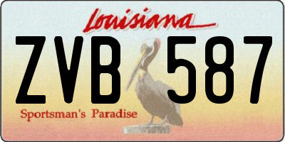 LA license plate ZVB587
