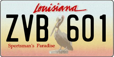 LA license plate ZVB601