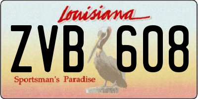 LA license plate ZVB608