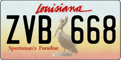 LA license plate ZVB668