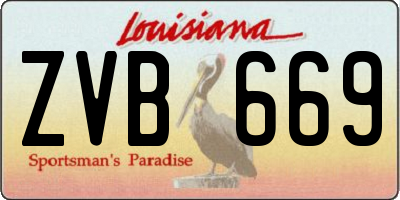 LA license plate ZVB669