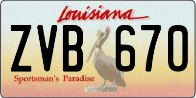 LA license plate ZVB670