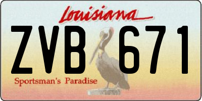 LA license plate ZVB671