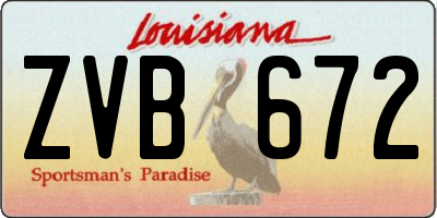 LA license plate ZVB672