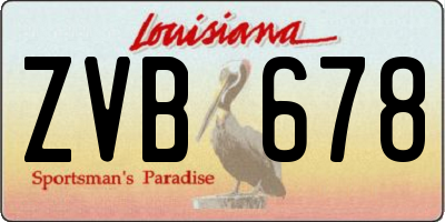 LA license plate ZVB678