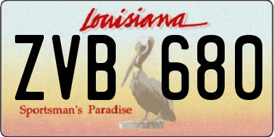 LA license plate ZVB680