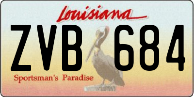 LA license plate ZVB684