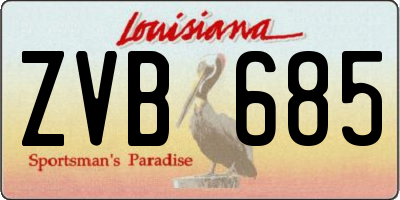 LA license plate ZVB685