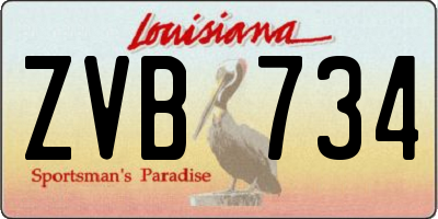 LA license plate ZVB734